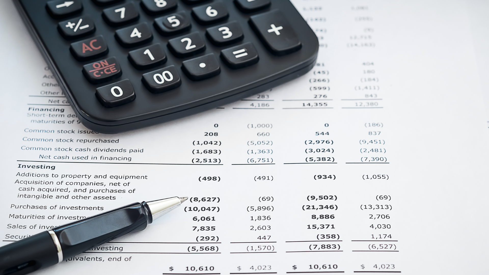 An image of some financial statements for an owner managed business in Toronto.